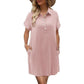 Robe Chemise Décontractée À Manches Courtes avec Poches et Boutons