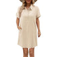 Robe Chemise Décontractée À Manches Courtes avec Poches et Boutons