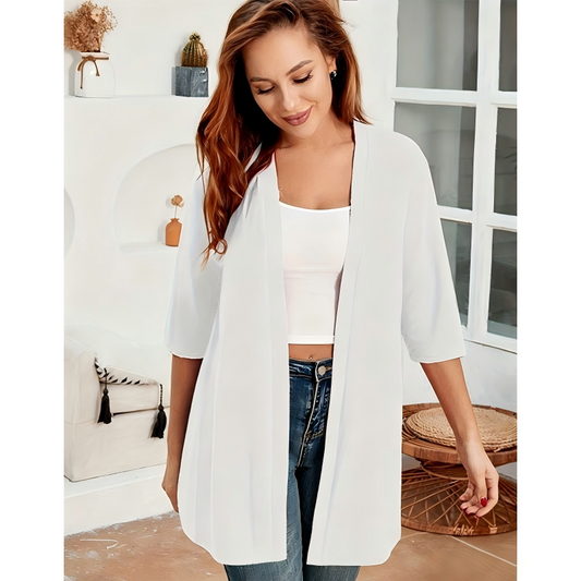 🧥 OFFRE LIMITÉE -50% ! ✨ Cardigan Ouvert Grande Taille pour Femme – Léger, Mi-Long, Manches À Moitié 🍁