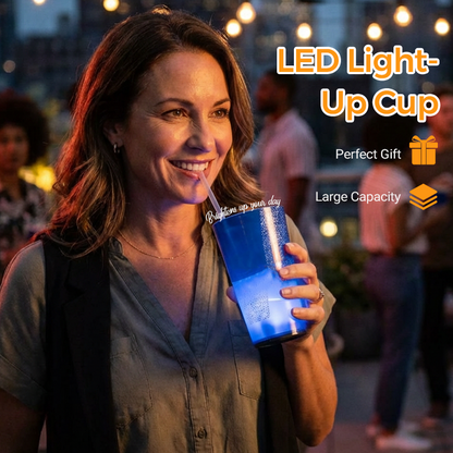 🥤✨ PROMO -50% ! Gobelet LED Lumineux Activé par l'Eau – S'Illumine Automatiquement, Design Scintillant, Plastique Alimentaire Résistant, Idéal Bar Fête KTV · 2 Coloris · 414ml 🎉
