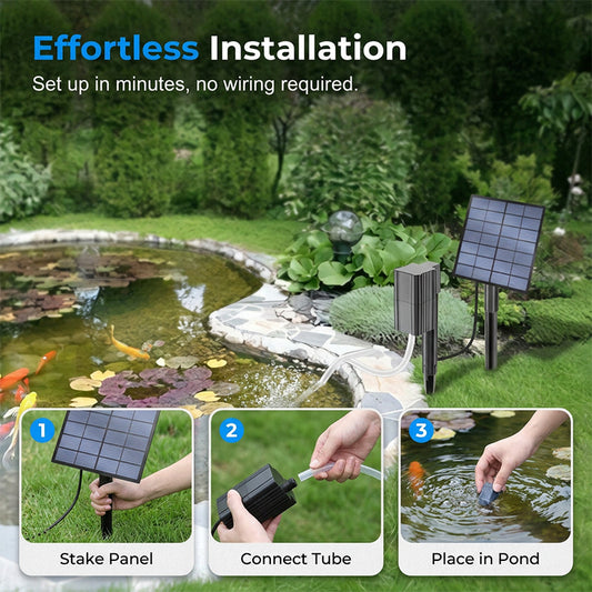 🐟 Aérateur solaire pour bassin avec pompe à air – Kit complet & installation facile – Maintient la santé aquatique 24/7 – idéal pour étangs, bassins ou aquariums extérieurs ✨🌿