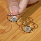 Boucles D'Oreilles Double Anneau Boule Zirconia Scintillante