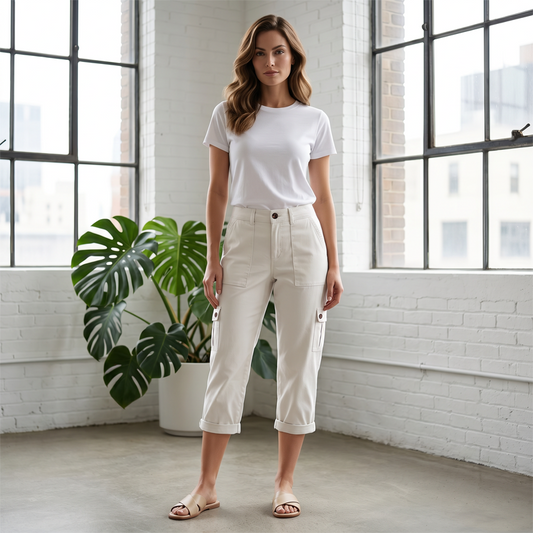 📢📢50% DE RÉDUCTION !! ⏰ Pantalon Cargo Capri Casual pour Femme avec Poches