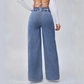 Jean taille haute à jambes larges pour femme