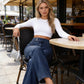 Jean taille haute à jambes larges pour femme