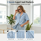 Chemise courte en denim à col tailleur ample pour femme