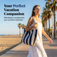 👜 50% DE RÉDUCTION 🏖️ Sac cabas de plage à rayures verticales classiques – Léger & spacieux – Lavable en machine, parfait pour courses, piscine ou week-end 🛍️
