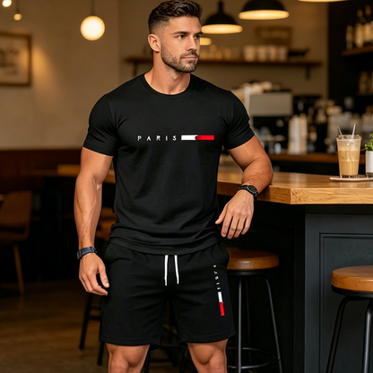 👕🏃♂️ PROMO LIMITÉE 50% ! Ensemble 2 Pièces Homme Imprimé – Tissu Respirant, Coupe Sport, 5 Tailles, Style Athleisure Moderne & Polyvalent ✨