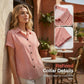 T-shirt décontracté à rayures et boutonnage pour femme