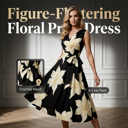 Robe Sans Manches à Imprimé Floral pour Femme