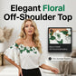 Top Romantique À Manches Volantées et Broderie Florale pour Femme