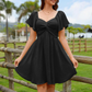 Robe Mini À Manches Bouffantes, Dos Nu et Nœud