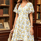 Robe À Col V et Imprimé Floral pour Femme
