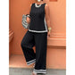 🤍Ensemble Top Sans Manches et Pantalon Large pour Femme✨