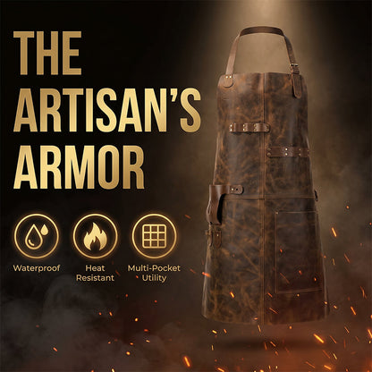 🧰 OFFRE LIMITÉE -50% ! ✨ Tablier en Cuir Artisan – Imperméable, Multi-Poches, Robuste 🔥