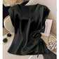 Top Satiné À Col V Uni pour Femme