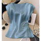 Top Satiné À Col V Uni pour Femme