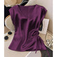 Top Satiné À Col V Uni pour Femme