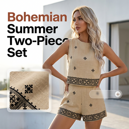 Ensemble Top Sans Manches & Short À Imprimé Bohème pour Femme