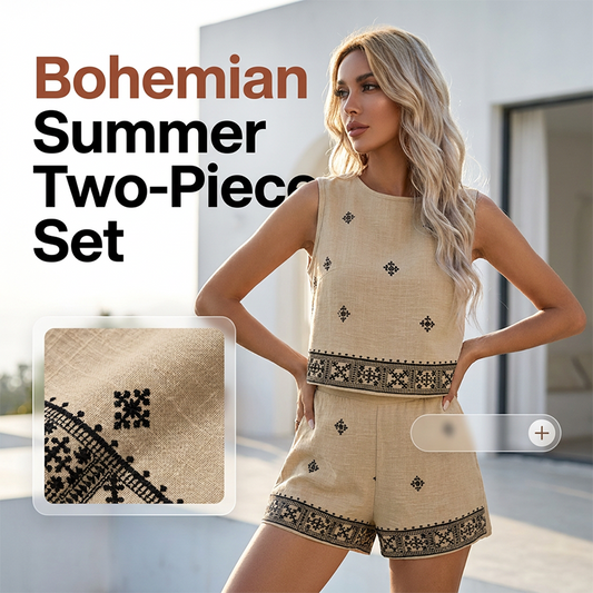 Ensemble Top Sans Manches & Short À Imprimé Bohème pour Femme