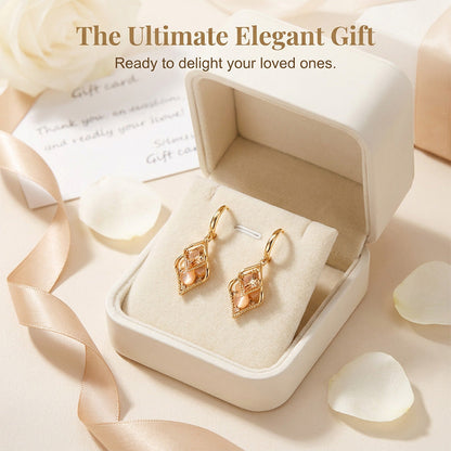 🌸 -50% MAINTENANT ! 🌸 Boucles d'Oreilles Pendantes Œil de Chat Feuille Élégantes