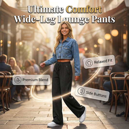 👖 -50% TEMPS LIMITÉ ! ✨ Pantalon Taille Haute À Jambes Larges pour Femme – Maille Côtelée, Cordon, Confortable 🌸