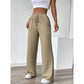 👖 -50% TEMPS LIMITÉ ! ✨ Pantalon Taille Haute À Jambes Larges pour Femme – Maille Côtelée, Cordon, Confortable 🌸