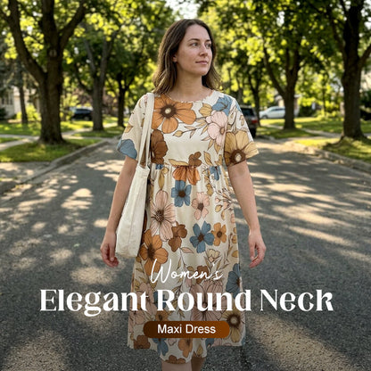 Robe Maxi Col Rond Élégante pour Femme