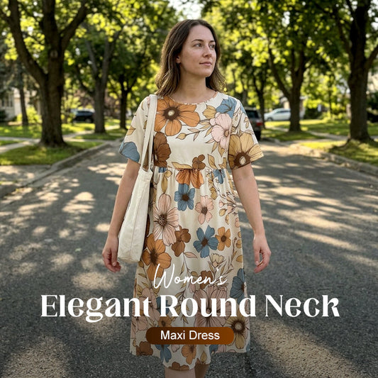 Robe Maxi Col Rond Élégante pour Femme