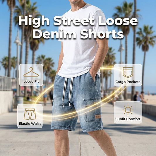 🩳 50% DE RÉDUCTION ✨ Short en jean cargo pour homme – Poches cargo, cordon de serrage & style streetwear tendance – Parfait pour l’été, les festivals ou un look urbain décontracté 🏙️