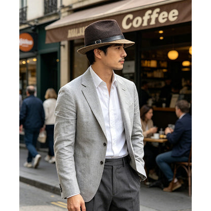 ⏳ -50% Temps Limité ⏰ Chapeau Fedora de Paille d'Été avec Bande À Boucle Stylisée 🎩