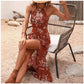 Robe Halter À Imprimé Floral avec Fente