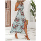 Robe Halter À Imprimé Floral avec Fente