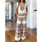 Ensemble 2 Pièces Haut Imprimé et Pantalon pour Femme