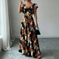 Robe Maxi Plissée À Imprimé Floral Rétro pour Femme