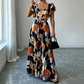 Robe Maxi Plissée À Imprimé Floral Rétro pour Femme