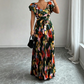 Robe Maxi Plissée À Imprimé Floral Rétro pour Femme