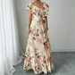 Robe Maxi Plissée À Imprimé Floral Rétro pour Femme