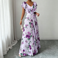 Robe Maxi Plissée À Imprimé Floral Rétro pour Femme