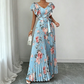Robe Maxi Plissée À Imprimé Floral Rétro pour Femme