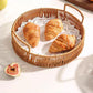 Panier de Service Rond en Imitation Rotin avec Poignées