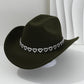 Chapeau Cowboy Strass Cœur pour Femme – Fédora Jazz Français Élégant