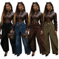Pantalon Femme Large Asymétrique Style Portefeuille