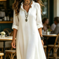 Robe Maxi Bohème À Col V Volanté