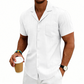 Chemise Homme À Manches Courtes Texturée – Col Cubain Boutonnage