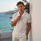 Chemise Homme À Manches Courtes Texturée – Col Cubain Boutonnage