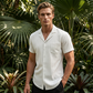 Chemise Homme À Manches Courtes Texturée – Col Cubain Boutonnage