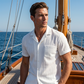 Chemise Homme À Manches Courtes Texturée – Col Cubain Boutonnage