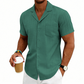 Chemise Homme À Manches Courtes Texturée – Col Cubain Boutonnage