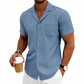Chemise Homme À Manches Courtes Texturée – Col Cubain Boutonnage